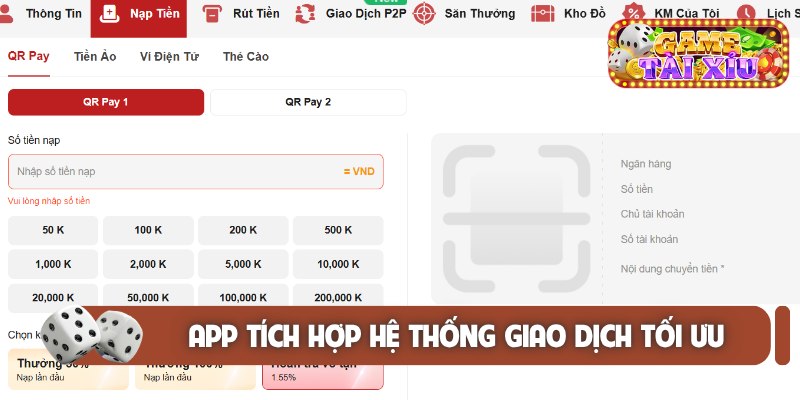App tích hợp hệ thống giao dịch tối ưu